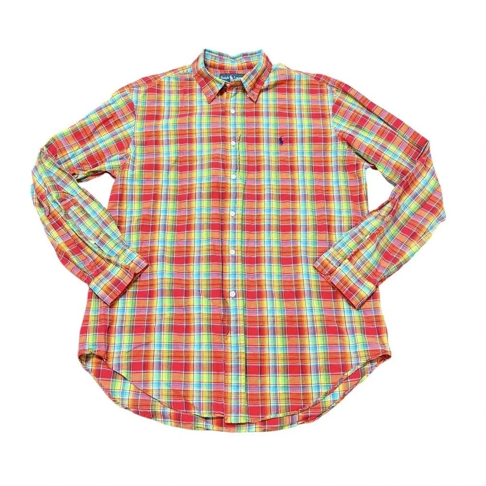 Polo Ralph Lauren Classic Fit Men's Size Large Colorful Plaid Long Sleeve Shirt